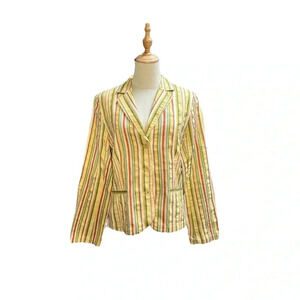 CAbi Striped Yellow Blazer Size 14 Style 943